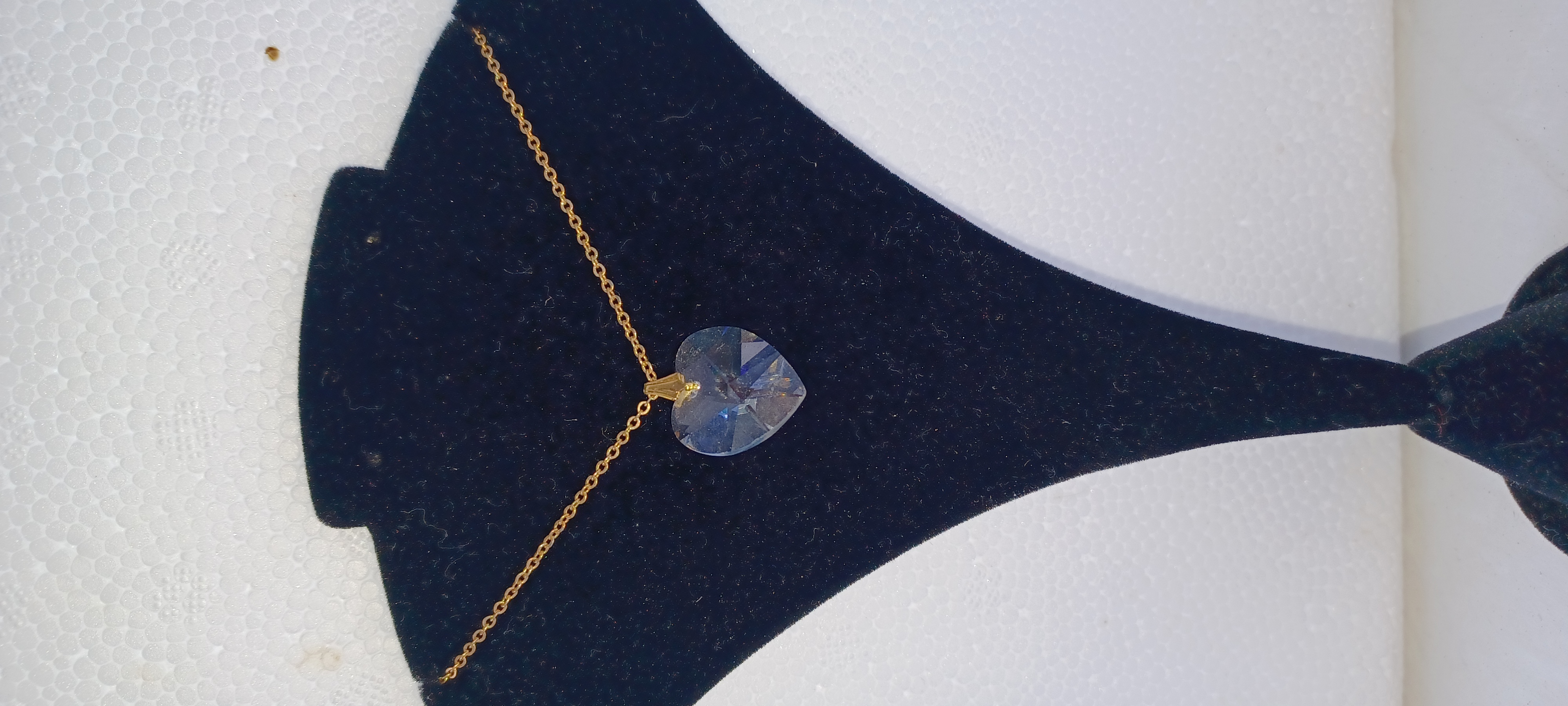 Gold Chain Heart Crystal Pendant Necklace